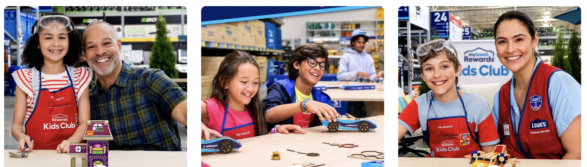 Kids participating in Lowe’s Kids Club workshops